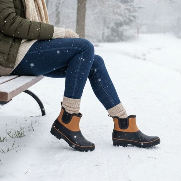 chooka Shoes - Chooka 6 Rain Boots Chelsea Duck Outdoor Faux Fur Shoes Waterproof Ankle Shoes